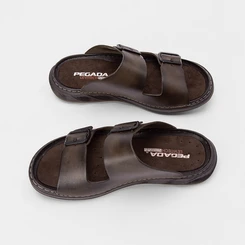 Papete Masculina Pegada Tira Fivela Couro Marrom