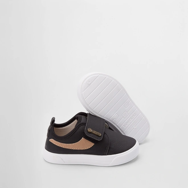 Tênis Bebê Pimpolho Casual Recorte Lateral Preto