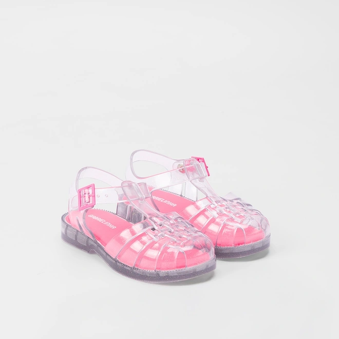 Sandália Aranha Bebê Gabrielinha Glitter Prata & Rosa