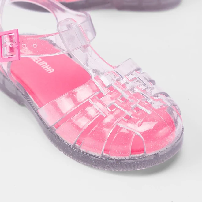 Sandália Aranha Bebê Gabrielinha Glitter Prata & Rosa