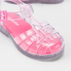 Sandália Aranha Bebê Gabrielinha Glitter Prata & Rosa