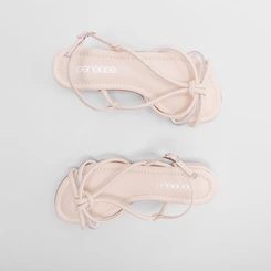Sandália Feminina Penélope Mutitiras Detalhe Nó & Strass Off White