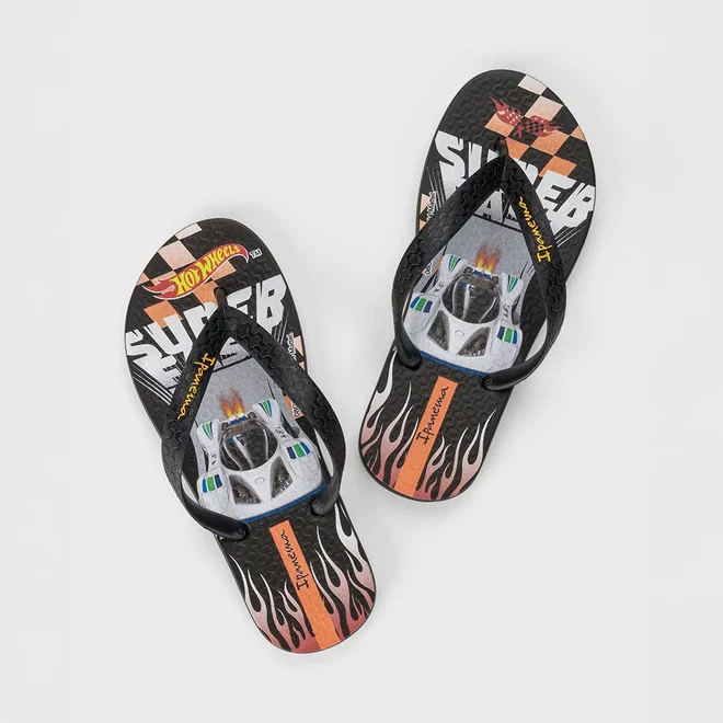 Chinelo Infantil Ipanema Hot Wheels Super Fast Preto