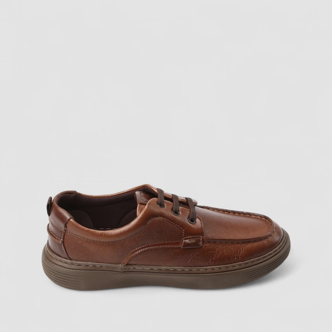 Sapato Casual Democrata Pespontos Marrom