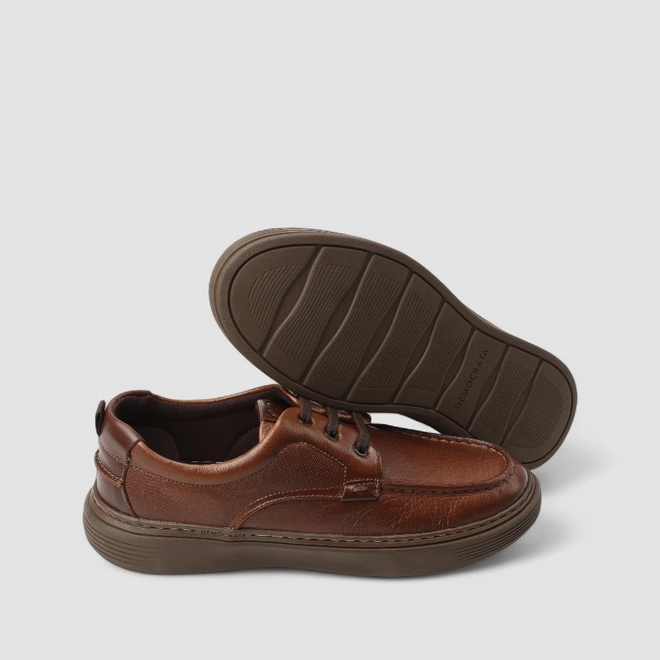 Sapato Casual Democrata Pespontos Marrom