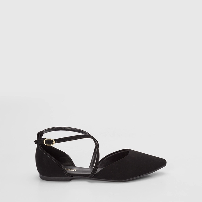 Sapatilha Feminina Gabriela Detalhe Fivela Nobuck Preto