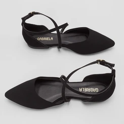 Sapatilha Feminina Gabriela Detalhe Fivela Nobuck Preto