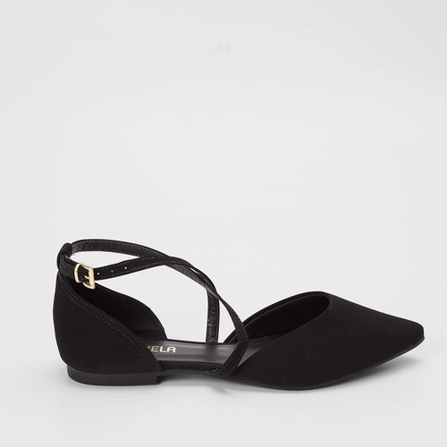 Sapatilha Gabriela Aberta Detalhe Fivela Preto