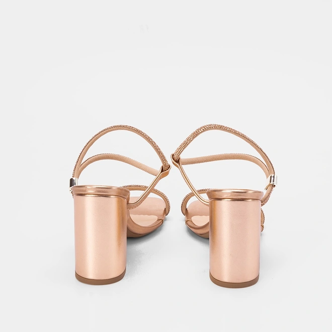 Sandália Penélope Tira Regulável Strass Rose Gold