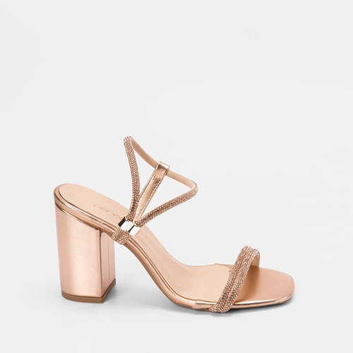 Sandália Penélope Tira Regulável Strass Rose Gold