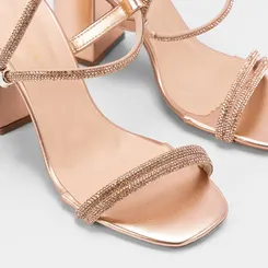 Sandália Penélope Tira Regulável Strass Rose Gold