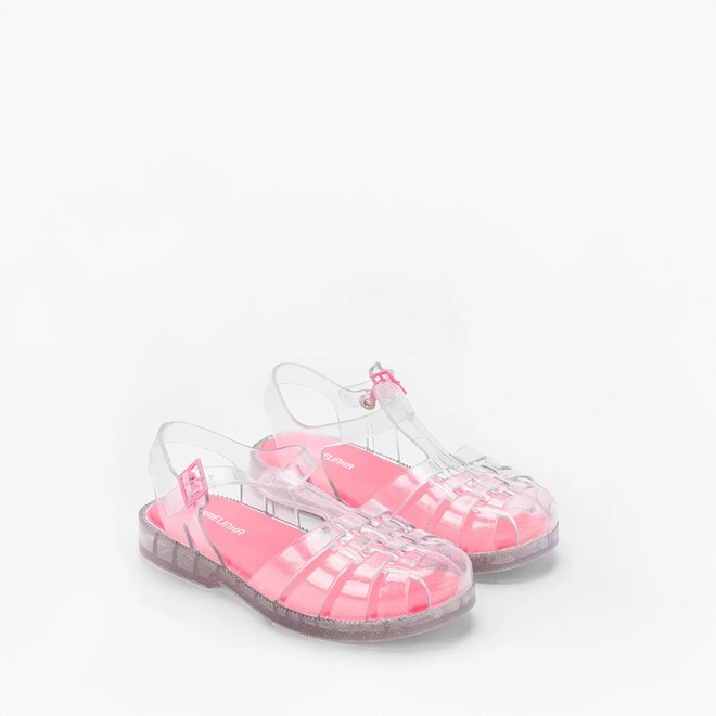 Sandália Aranha Infantil Gabrielinha Glitter Prata & Rosa