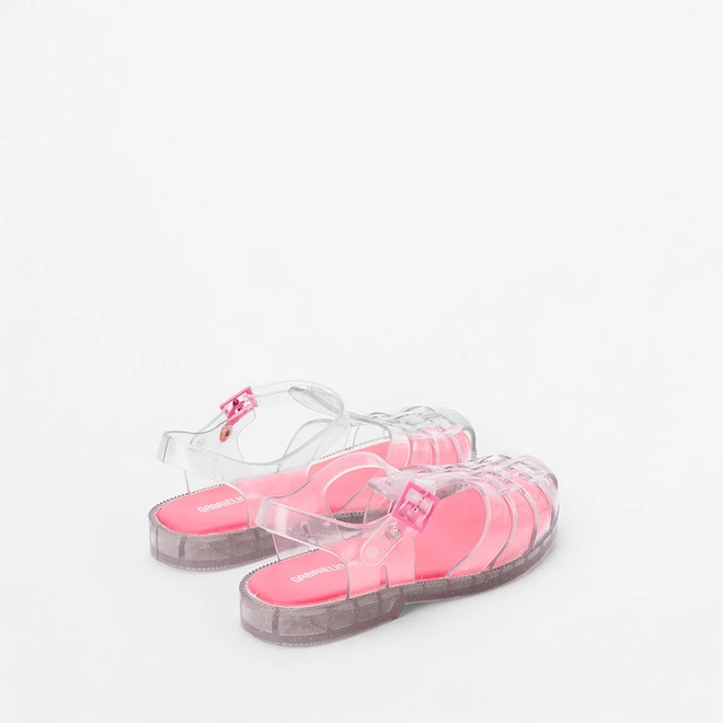 Sandália Aranha Infantil Gabrielinha Glitter Prata & Rosa