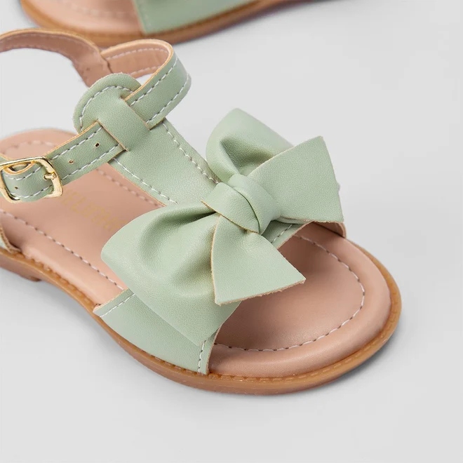 Sandália Infantil Gabrielinha Detalhe Fivela Laço Verde