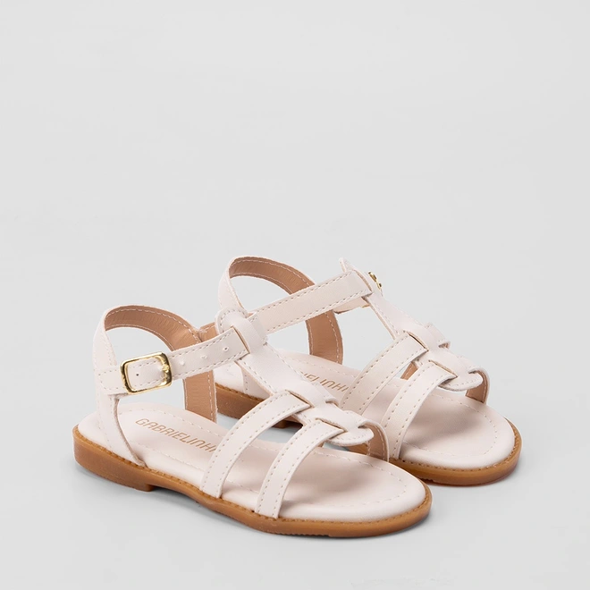 Sandália Infantil Gabrielinha Bebê Tiras Dupla Off White