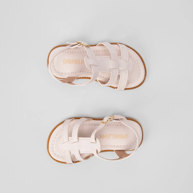 Sandália Infantil Gabrielinha Bebê Tiras Dupla Off White