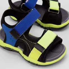 Sandália Papete Bebê Vertus Contato Azul & Amarelo