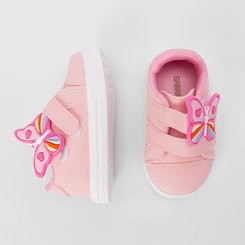 Tênis Bebê Gabrielinha Tira Contato Butterfly Rosa