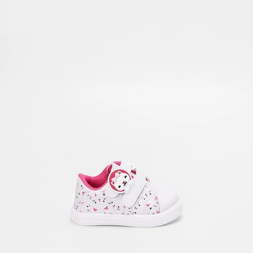 Tênis Casual Bebê Gabrielinha Diversos Gatinhos Branco & Rosa