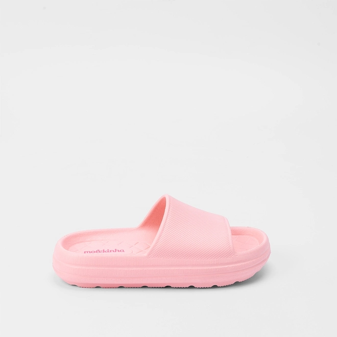 Chinelo Slide Infantil Molekinha Flatform Texturizado Rosa