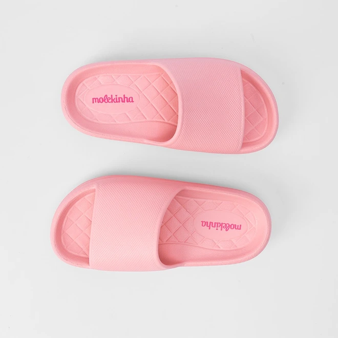 Chinelo Slide Infantil Molekinha Flatform Texturizado Rosa