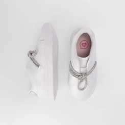 Tênis Molekinha Casual Flatform Detalhe Nó Strass Branco
