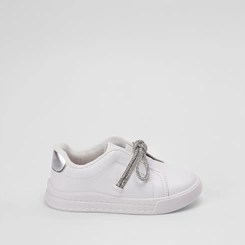 Tênis Molekinha Casual Flatform Detalhe Nó Strass Branco