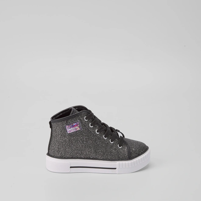 Tênis Infantil Molekinha Casual Cano Alto Glitter Preto