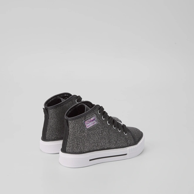 Tênis Infantil Molekinha Casual Cano Alto Glitter Preto