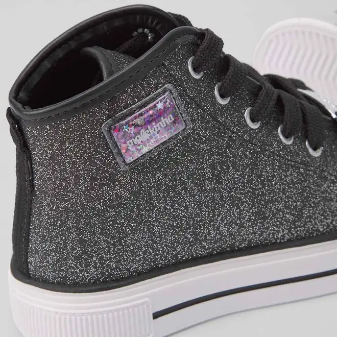 Tênis Infantil Molekinha Casual Cano Alto Glitter Preto