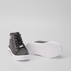 Tênis Infantil Molekinha Casual Cano Alto Glitter Preto