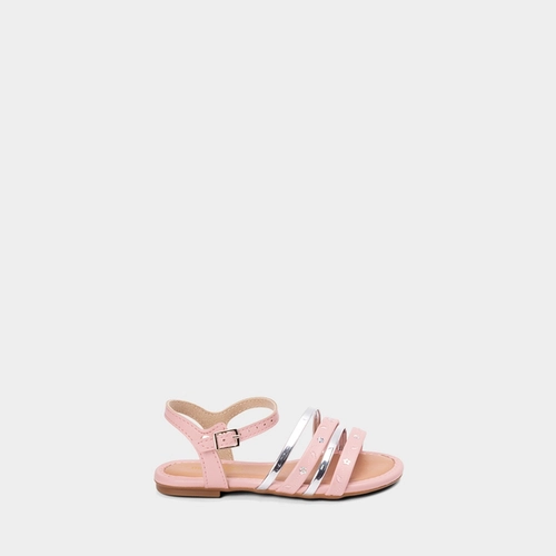 Sandália Infantil Molekinha Detalhe Tiras Metalizada Rosa