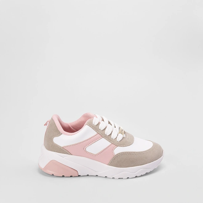 Tênis Infantil Molekinha Casual Detalhes Recortes Nobuck Rosa