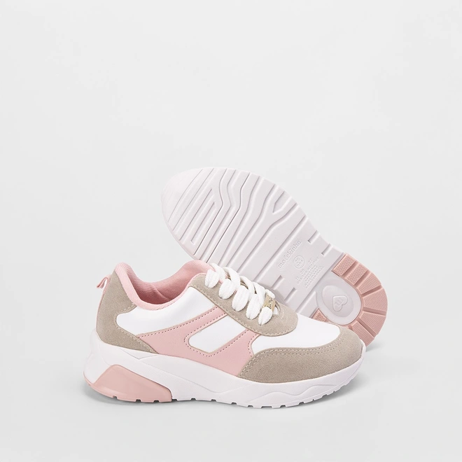 Tênis Infantil Molekinha Casual Detalhes Recortes Nobuck Rosa