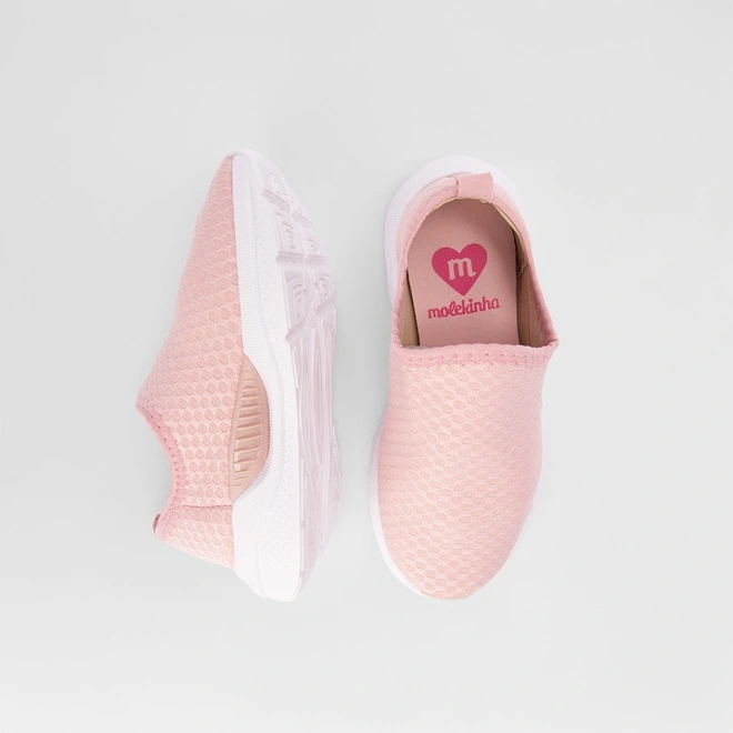 Tênis Infantil Molekinha Casual Tecido Rosa