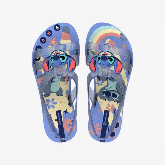 Sandália Ipanema Stitch Disney Gliter Azul