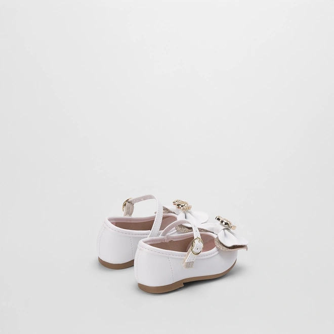 Sapatilha Molekinha Bebê Detalhe Laço Glitter Branco