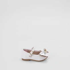 Sapatilha Molekinha Bebê Detalhe Laço Glitter Branco