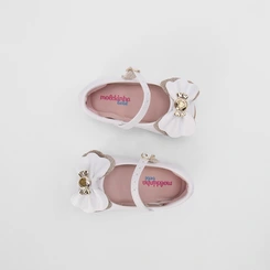 Sapatilha Molekinha Bebê Detalhe Laço Glitter Branco