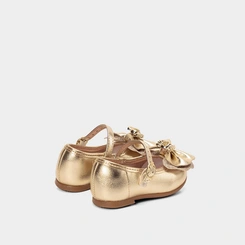 Sapatilha Molekinha Bebê Detalhe Laço Glitter Ouro