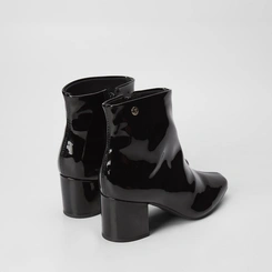 Ankle Boot Via Uno Básica Salto Bloco Verniz Preto