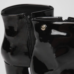 Ankle Boot Via Uno Básica Salto Bloco Verniz Preto