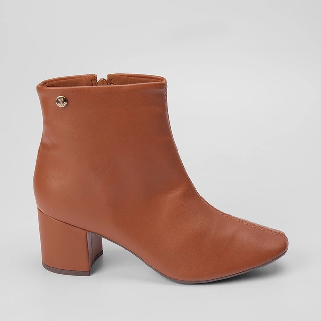 Ankle Boot Via Uno Básica Salto Bloco Caramelo
