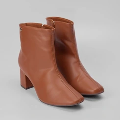 Ankle Boot Via Uno Básica Salto Bloco Caramelo