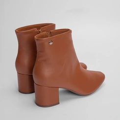 Ankle Boot Via Uno Básica Salto Bloco Caramelo