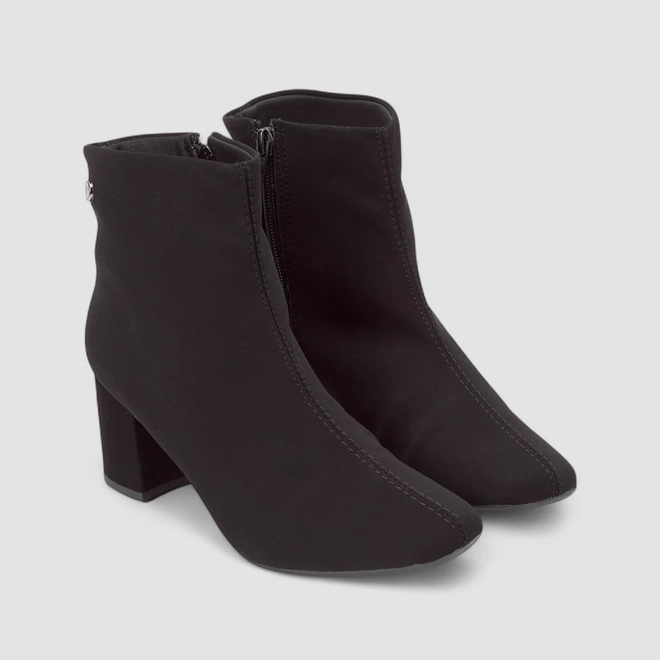 Ankle Boot Feminina Via Uno Salto Bloco Nobuck Preta