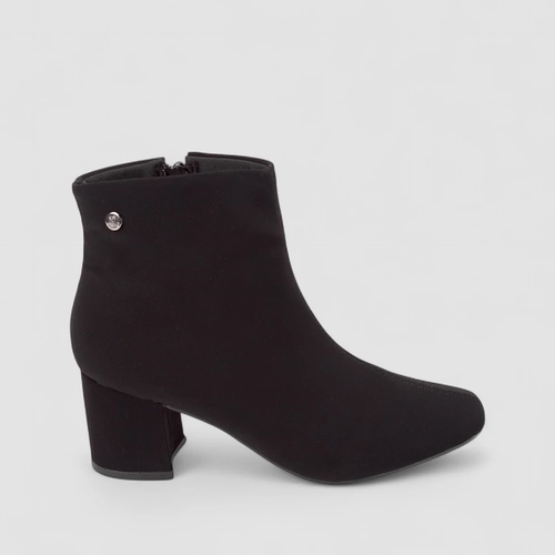 Ankle Boot Feminina Via Uno Salto Bloco Nobuck Preta