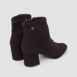 Ankle Boot Feminina Via Uno Salto Bloco Nobuck Preta