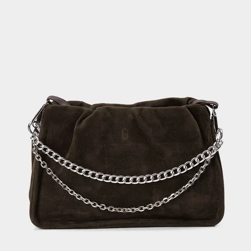 Bolsa Baguete Gabriela Nobuck Marrom