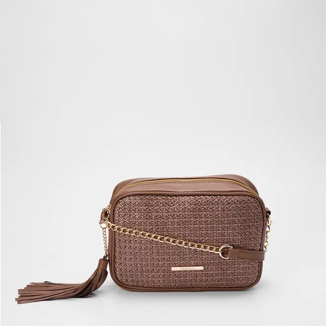 Bolsa Tiracolo Média Gabriela Ráfia Marrom